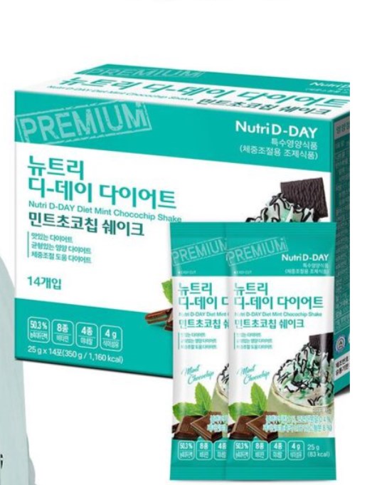 Nutri D-Day Диетический коктейль с мятой и шоколадом пакет 25гр Shake Diet Mint Chocochip 8809514352290 - фото 12425